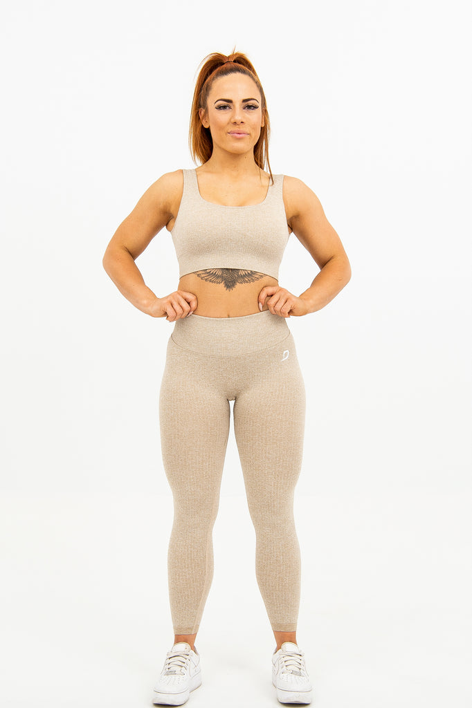 Ribbed Seamless Crop - Beige