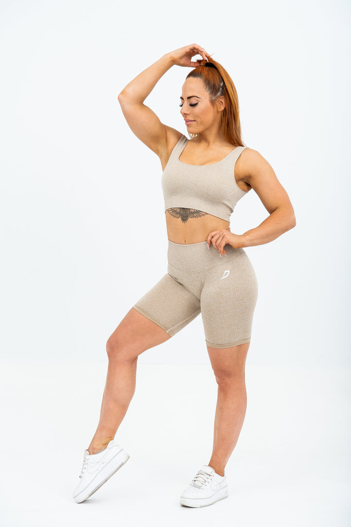 Ribbed Seamless Crop - Beige