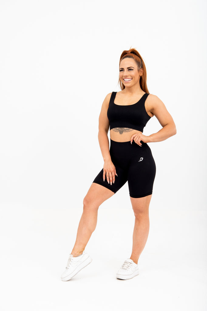 Ribbed Seamless Crop - Black