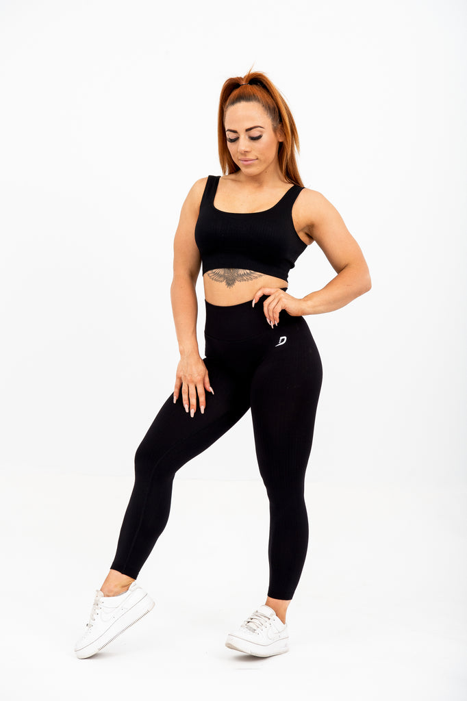 Ribbed Seamless Crop - Black