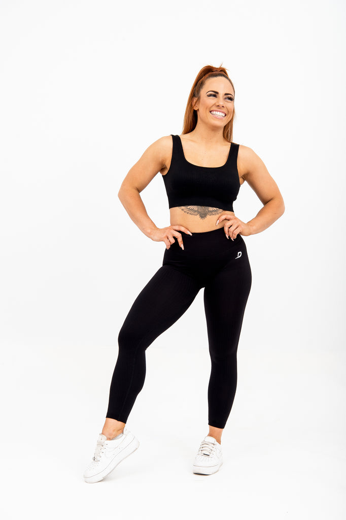 Ribbed Seamless Leggings - Black